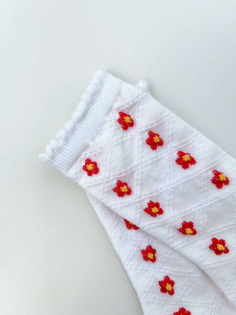 Flower eyelet socks